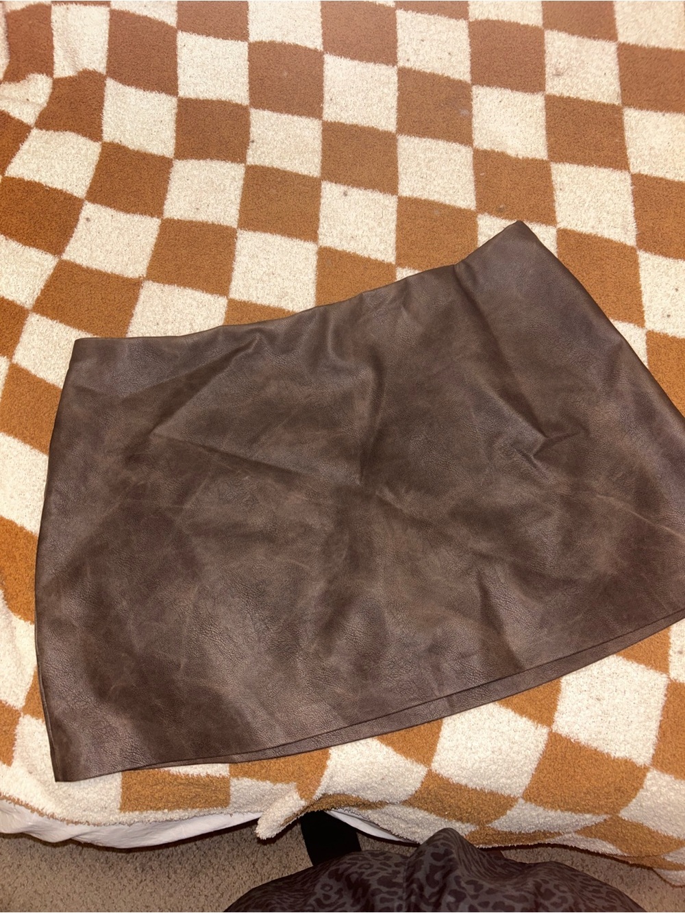 NWT Abercrombie & Fitch Dark Brown Faux Leather Mini Skirt
